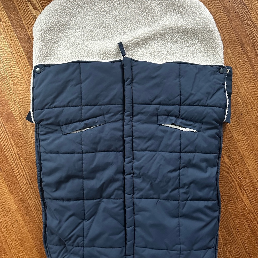 Navy Quilted Stroller Cozy with Sherpa Lining - Excellent condition